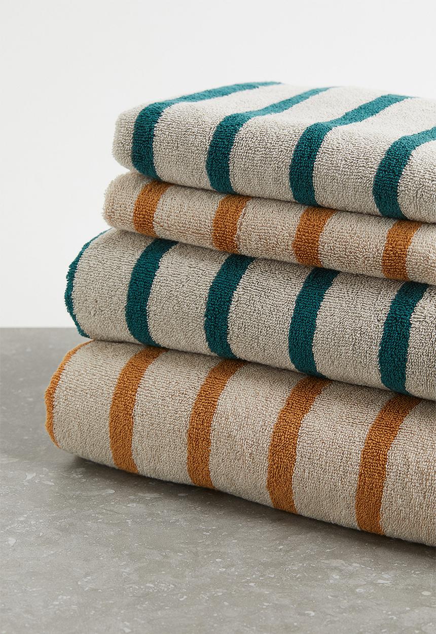 H&M - Cotton terry bath towel - dark yellow/striped