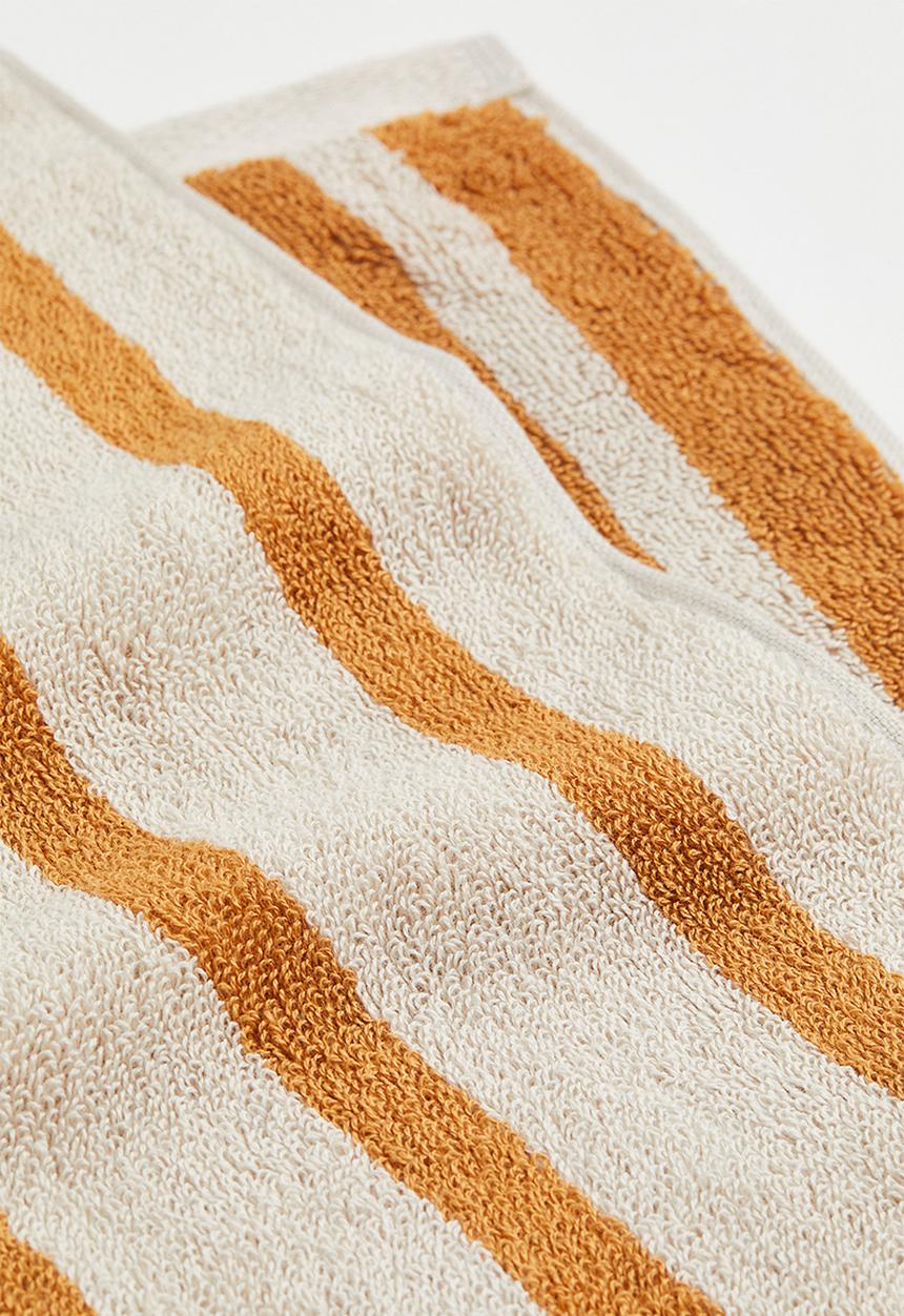 H&M - Cotton terry hand towel - dark yellow/striped