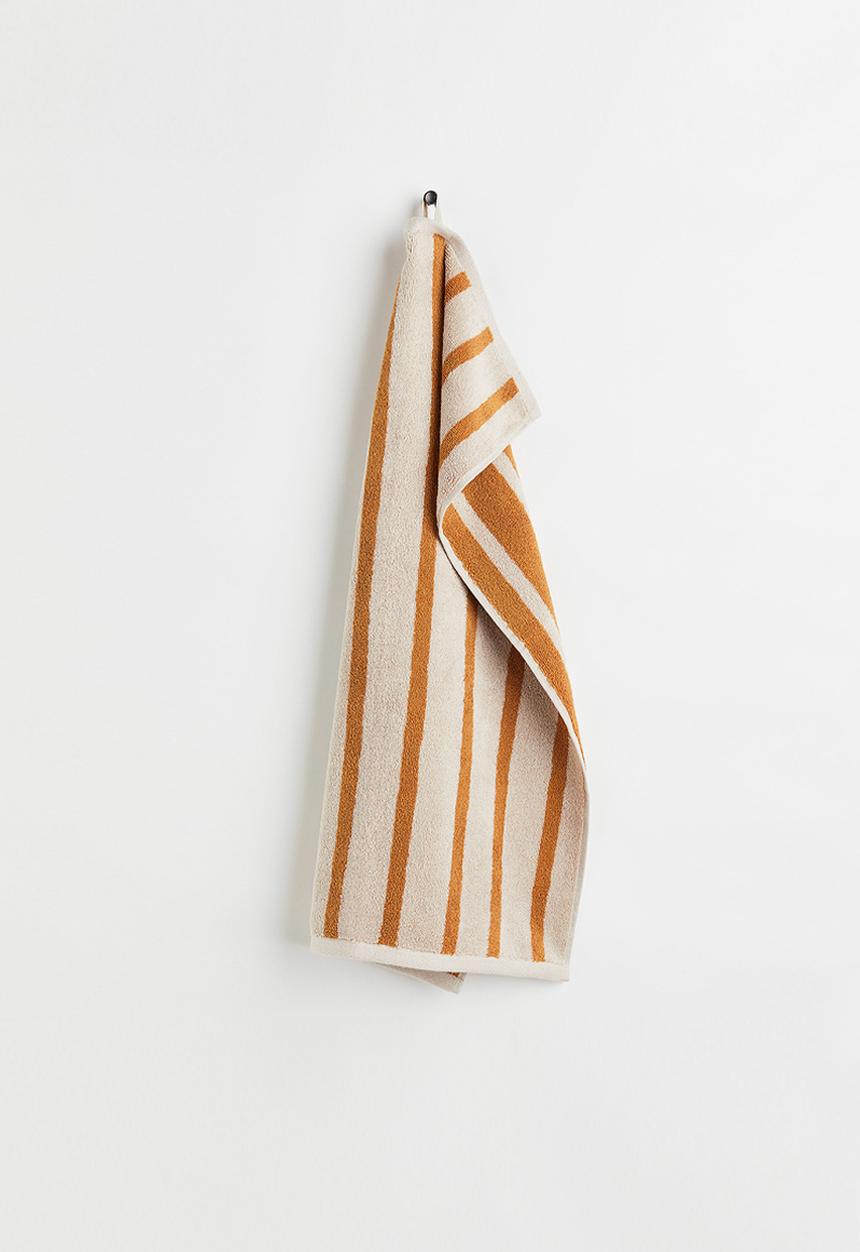 H&M - Cotton terry hand towel - dark yellow/striped