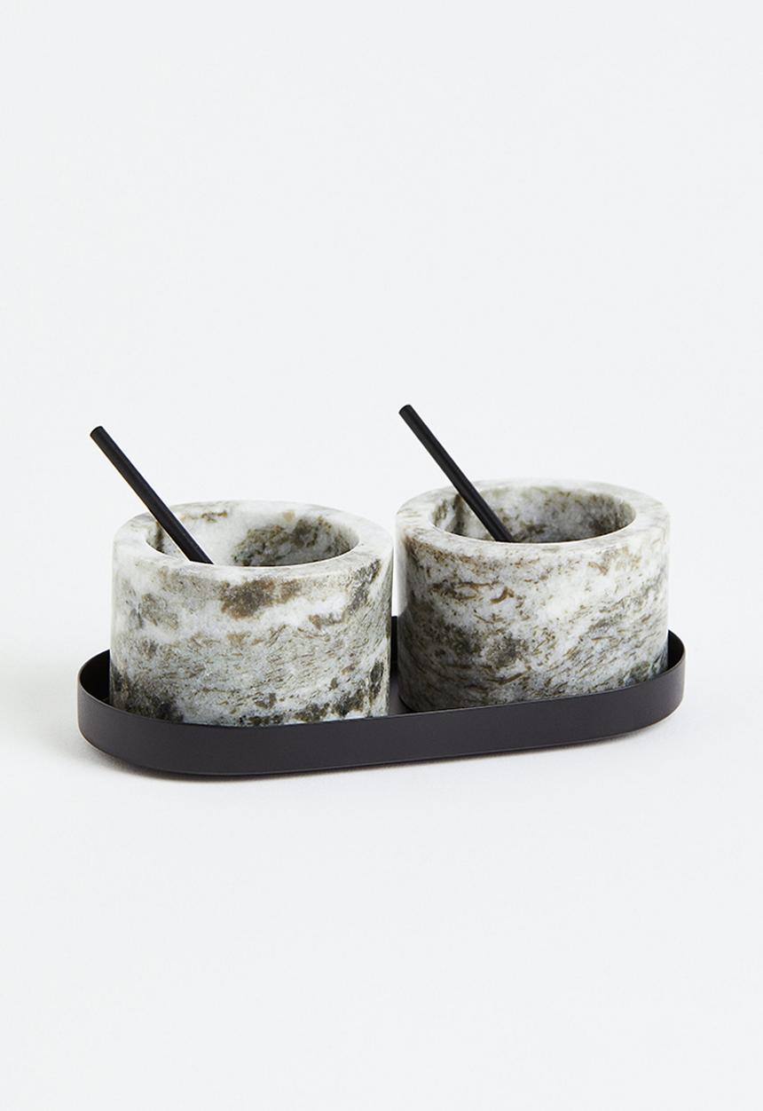 H&M - Marble salt and pepper bowls - grey