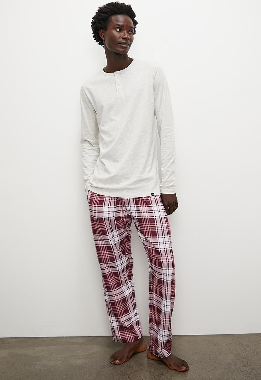 Superbalist - Henley tee & check woven sleep pant set - multi 1