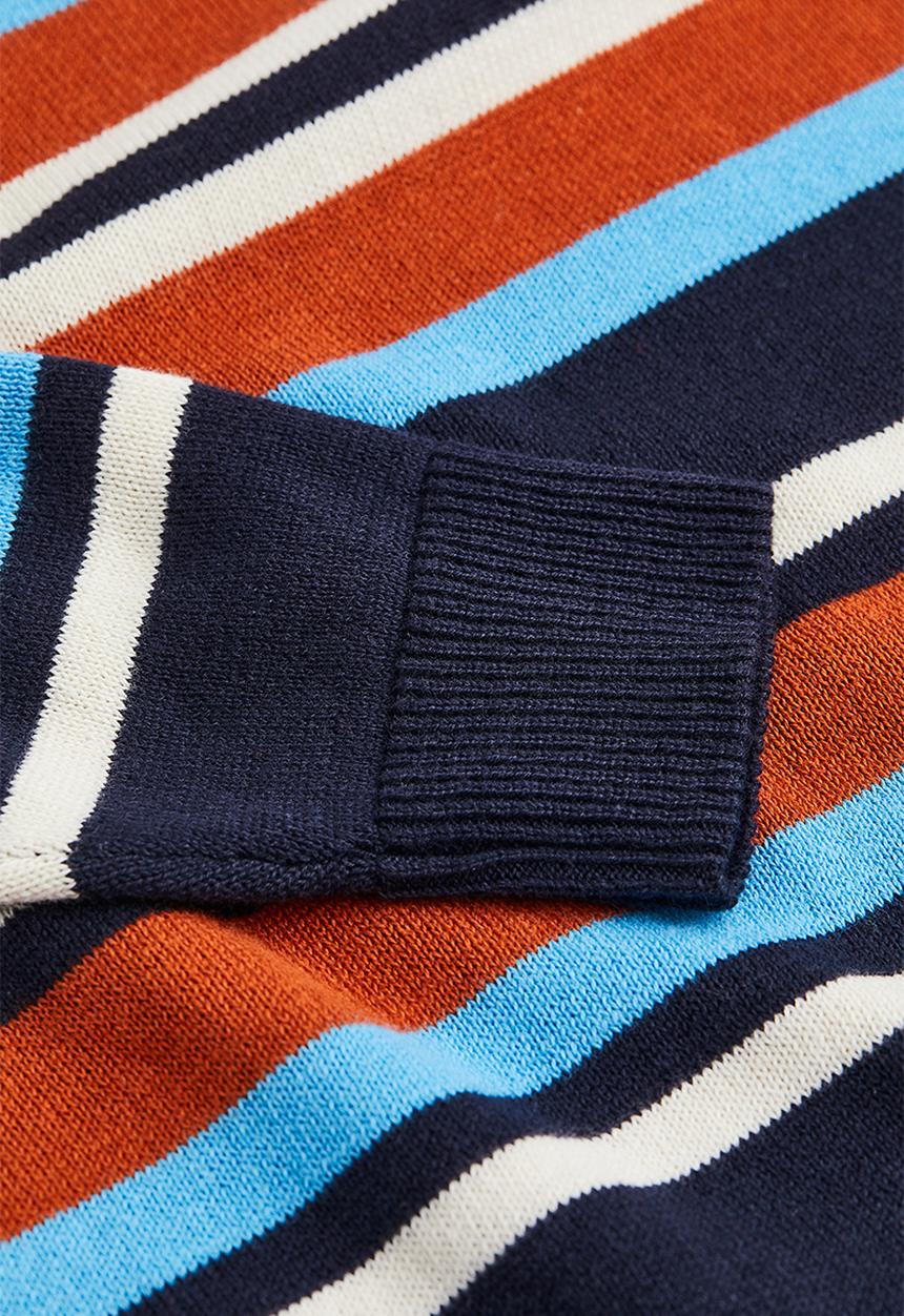 H&M - Jacquard-knit cotton jumper - navy blue/striped