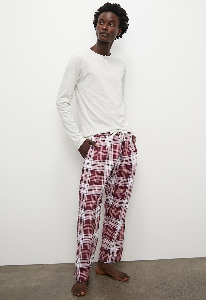 Superbalist - Henley tee & check woven sleep pant set - multi 1