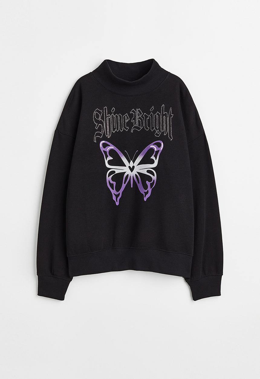 H&M - Oversized turtleneck sweatshirt - black/shine bright