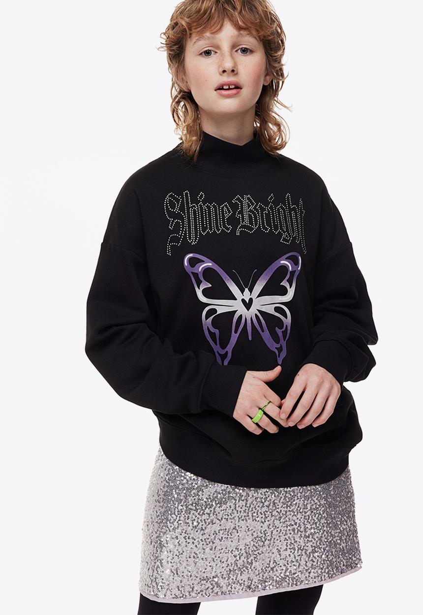 H&M - Oversized turtleneck sweatshirt - black/shine bright