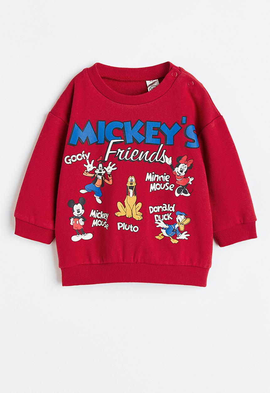 H&M - Cotton-blend sweatshirt - red/mickey mouse