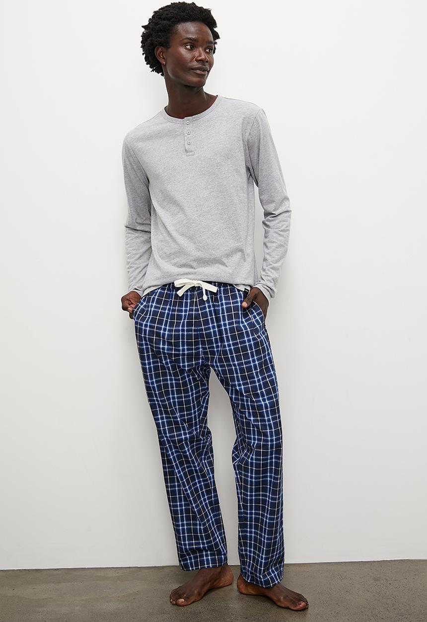 Superbalist - Henley tee & check woven sleep pant set - multi 2