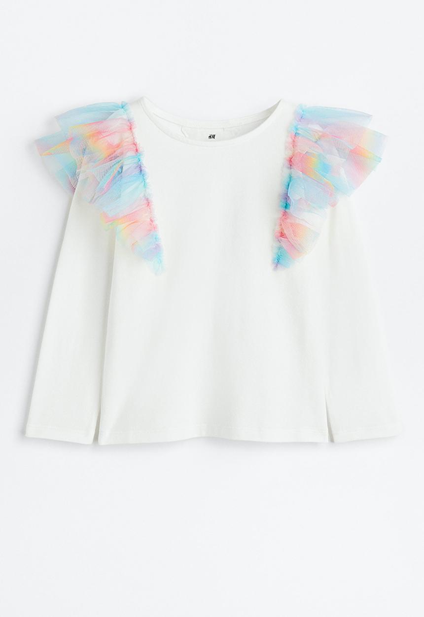 H&M - Flounce-trimmed top - white