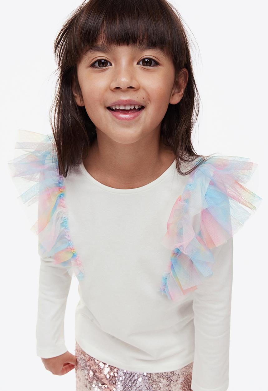 H&M - Flounce-trimmed top - white