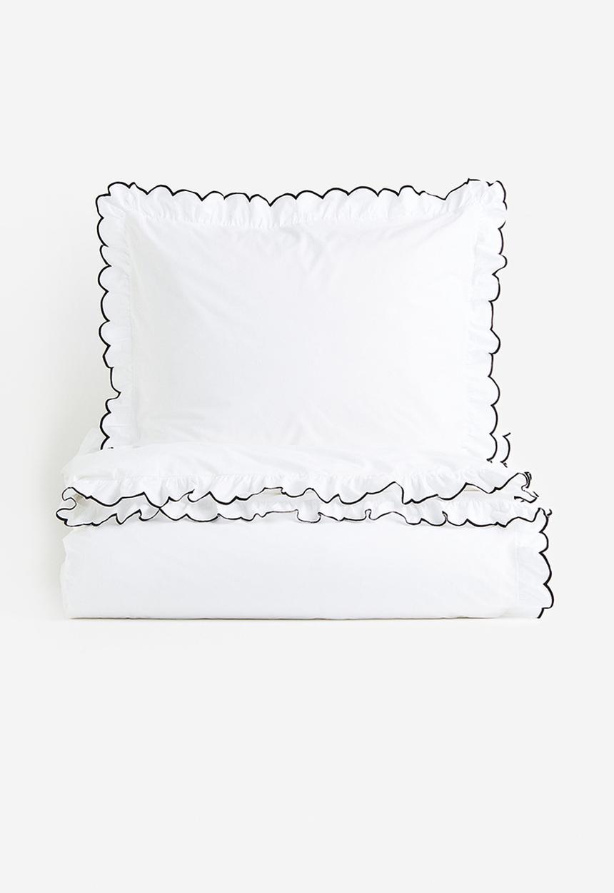 H&M - Single oxford-edge duvet cover set - white/black