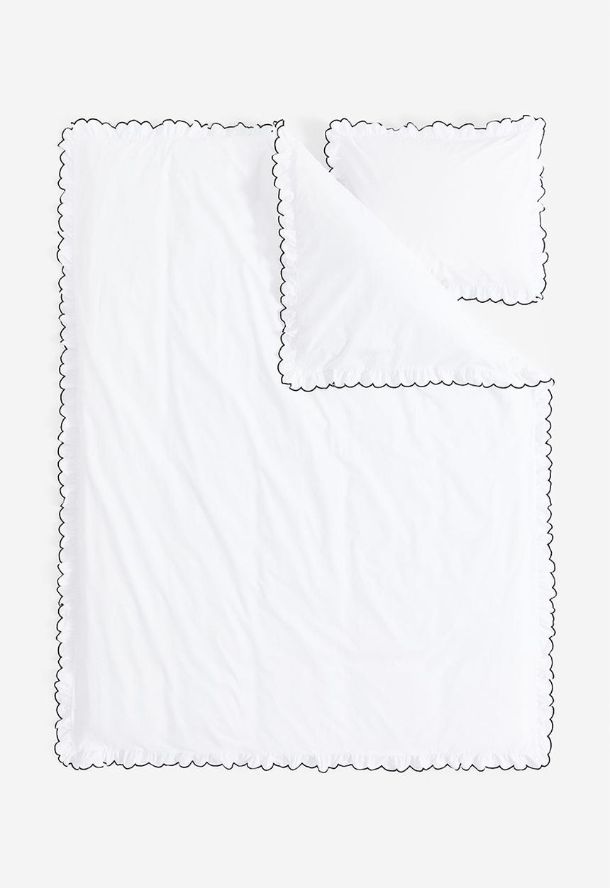 H&M - Single oxford-edge duvet cover set - white/black