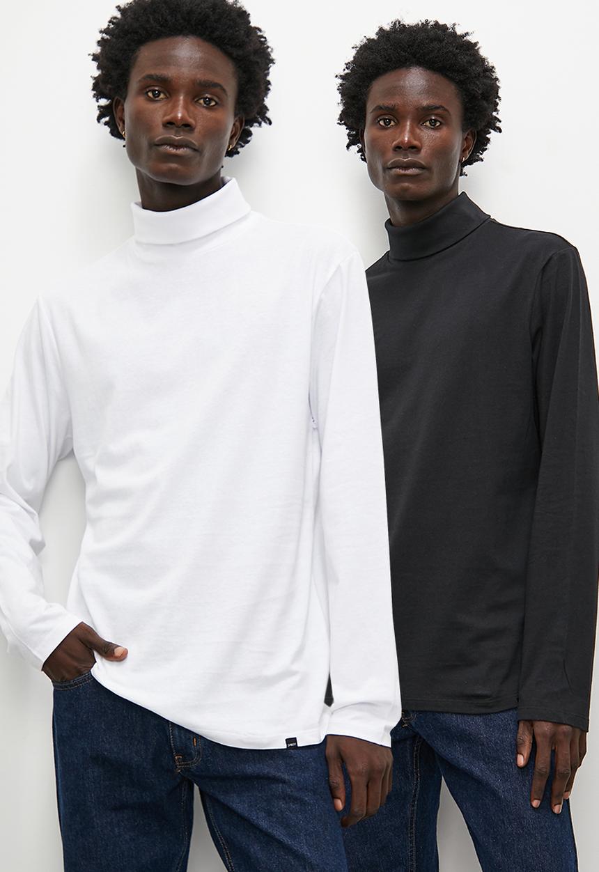 Superbalist - 2-Pack milan long sleeve roll neck tee - black & white