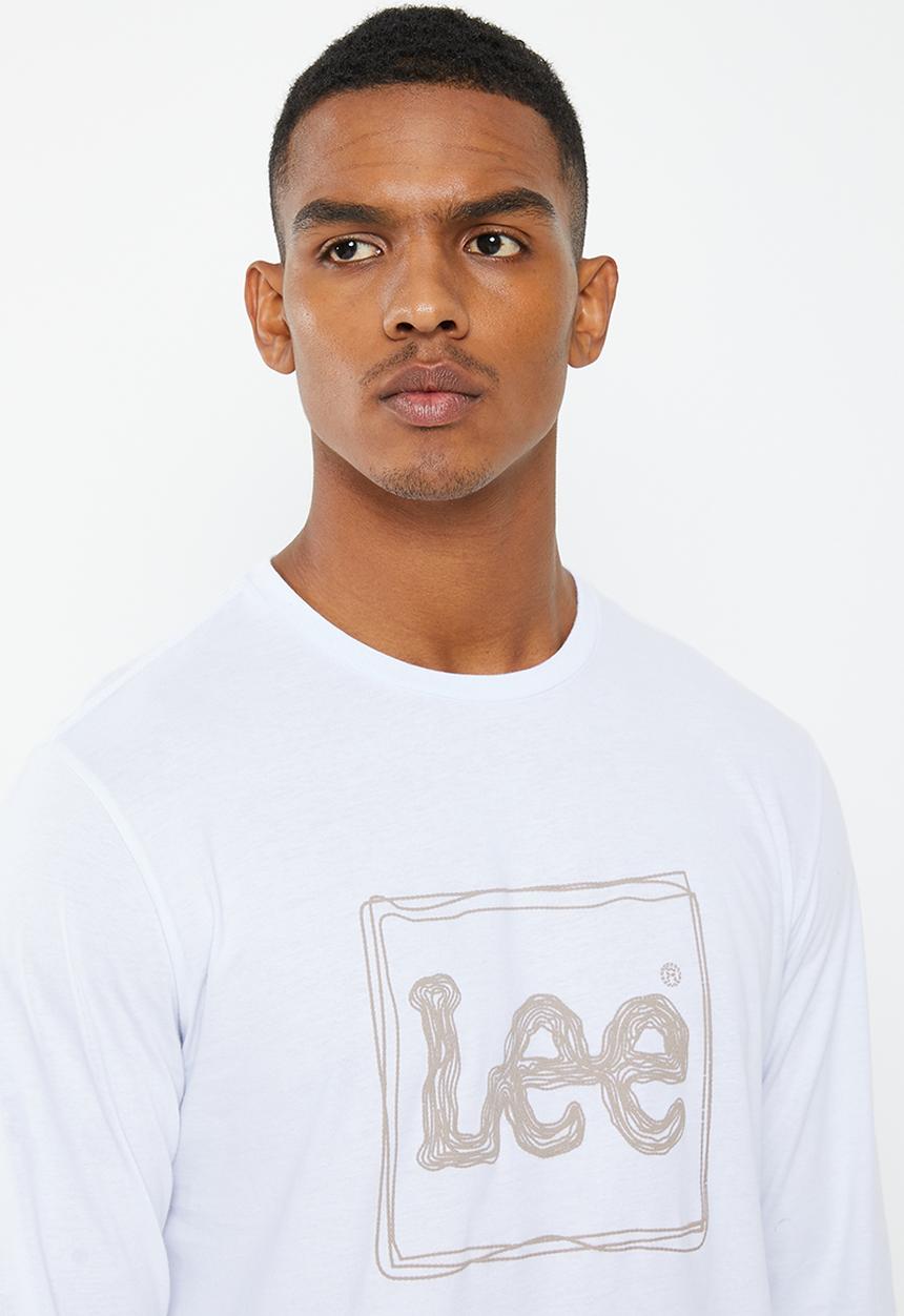 Lee  - Puff stitch long sleeve tee - white