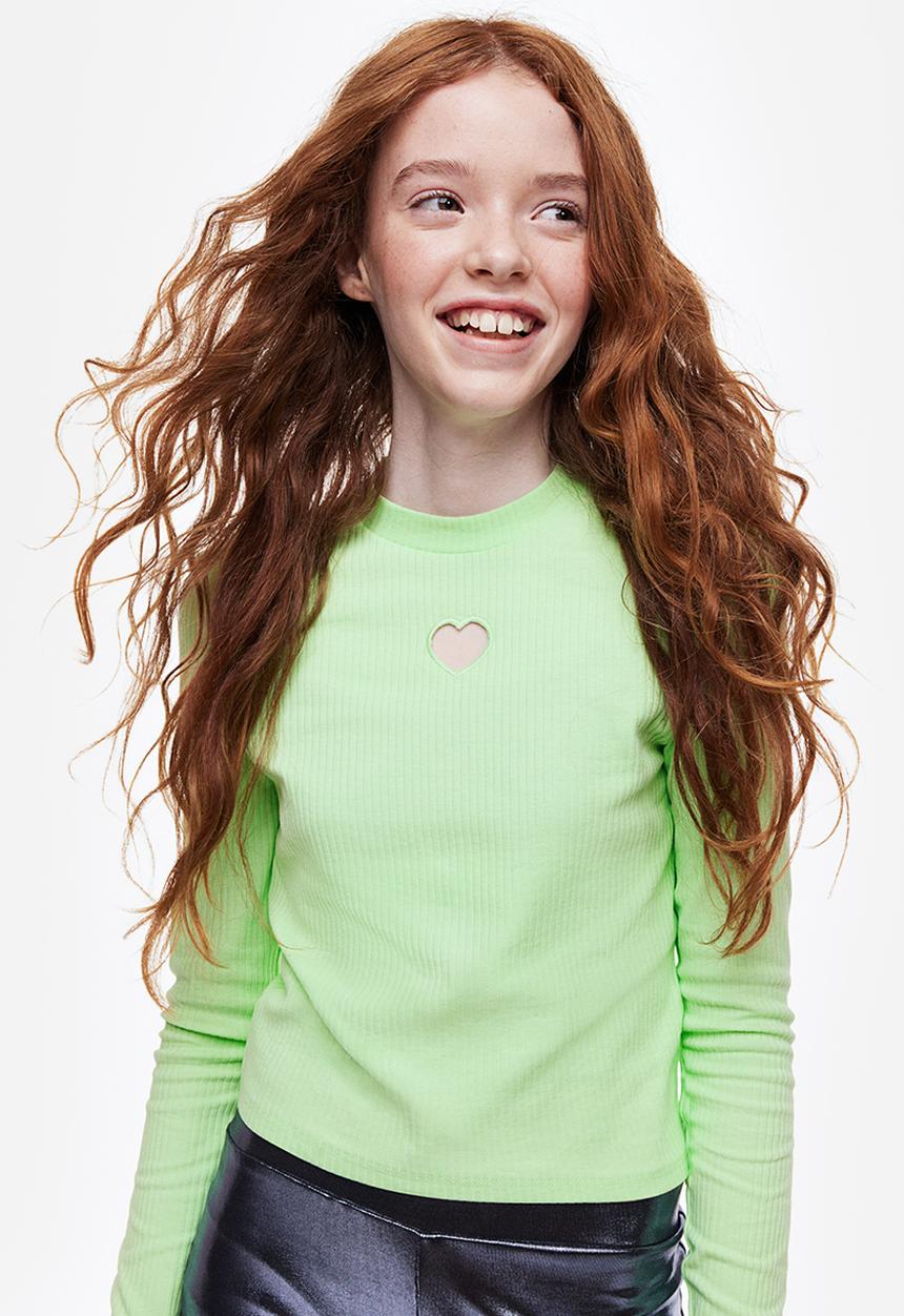 H&M - Ribbed cotton jersey cropped top - bright green