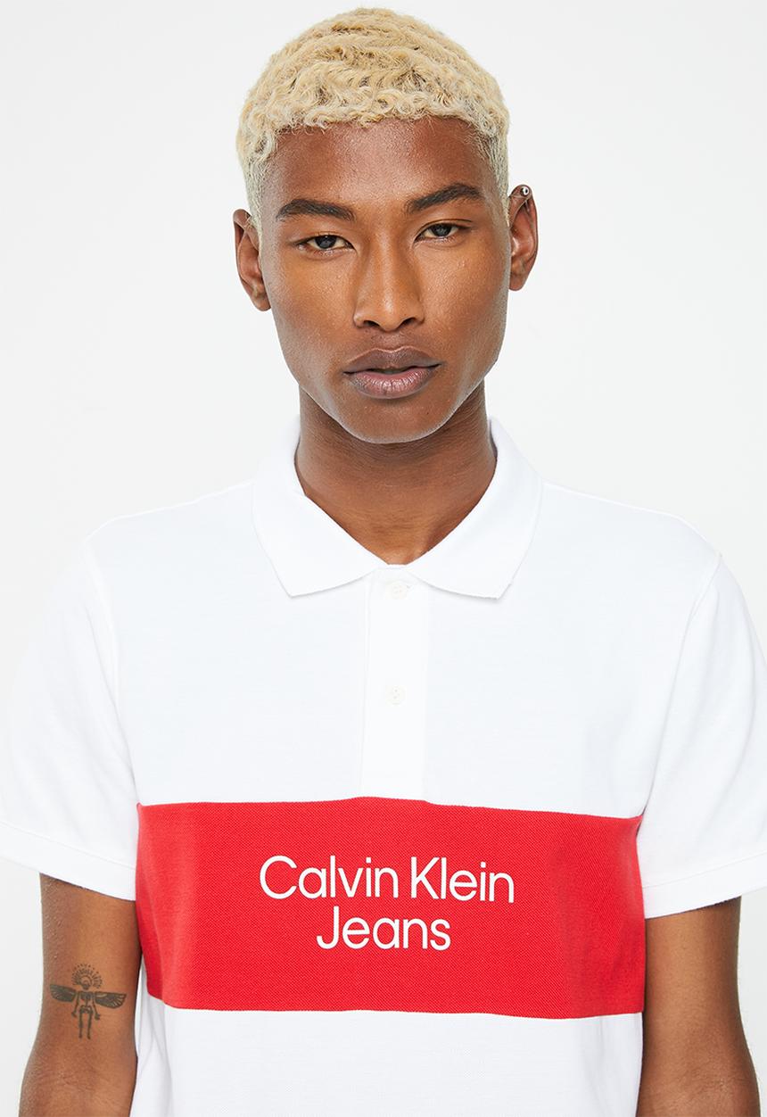 Calvin Klein - Colorblock logo polo - bright white