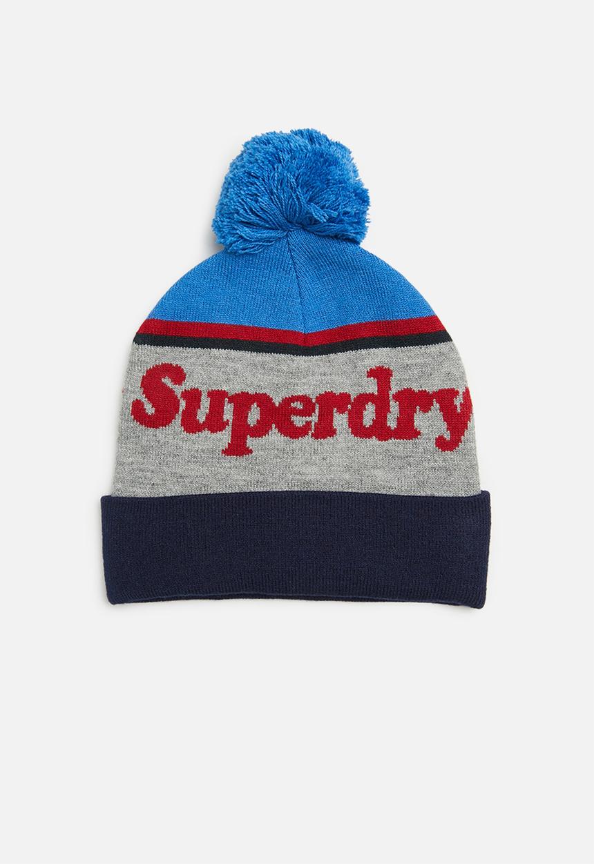 Superdry. - Vintage classic logo beanie - new royal & red
