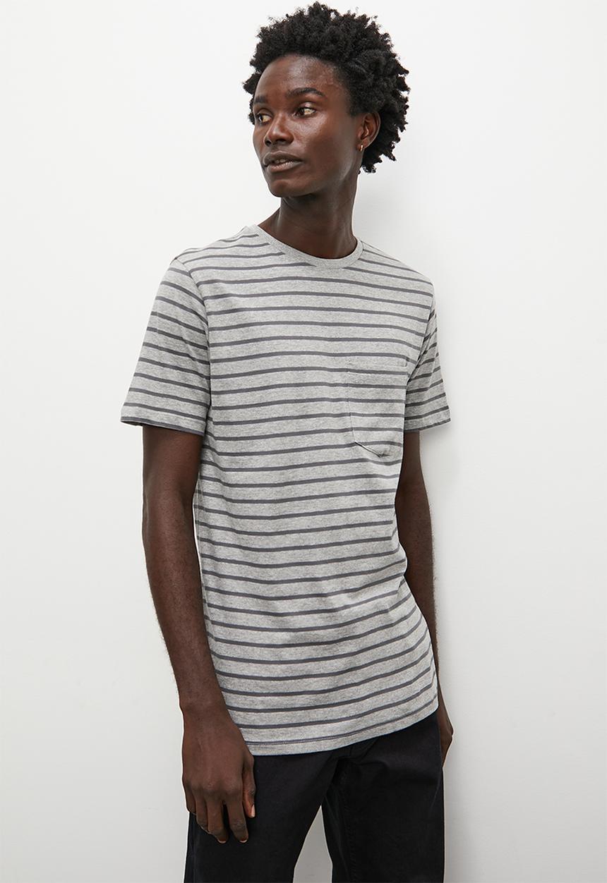 Superbalist - Nate pocket detail y/d stripe tee - grey melange/charcoal