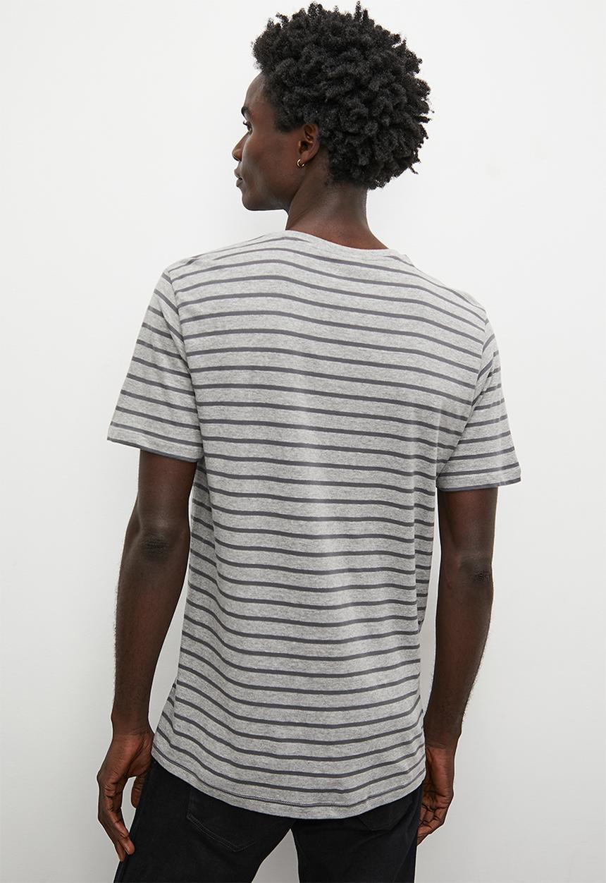 Superbalist - Nate pocket detail y/d stripe tee - grey melange/charcoal