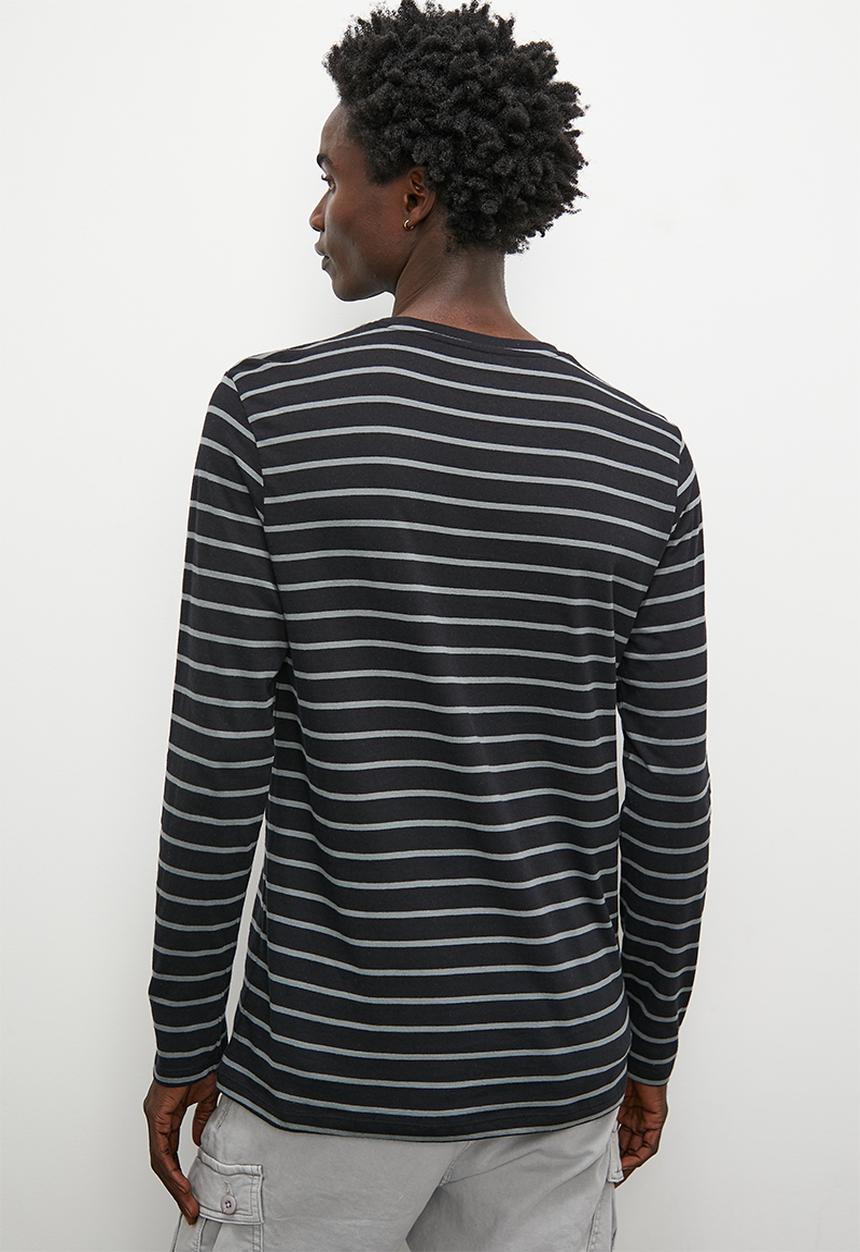 Superbalist - Nate y/d long sleeve  stripe tee - black & grey