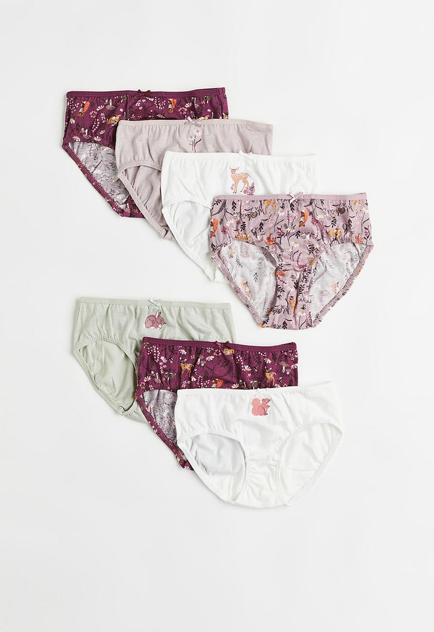 H&M - 7-pack cotton briefs - purple/floral