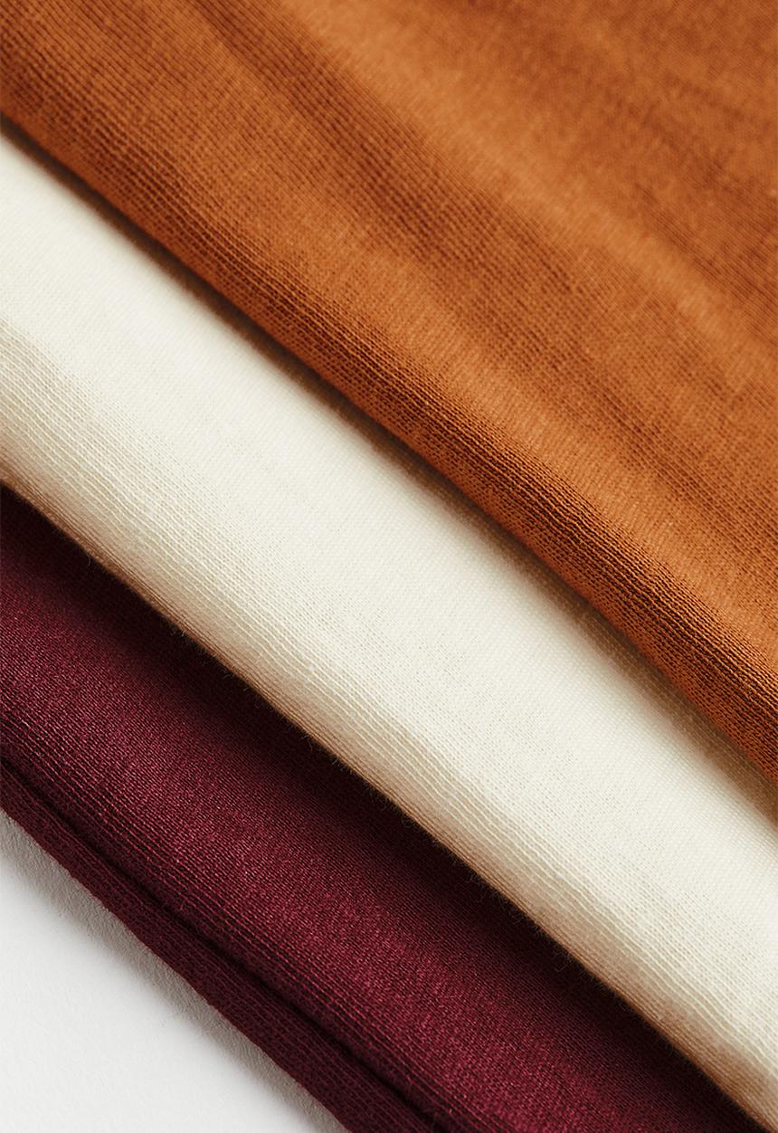 H&M - 3-pack long-sleeved tops - dark orange/natural white