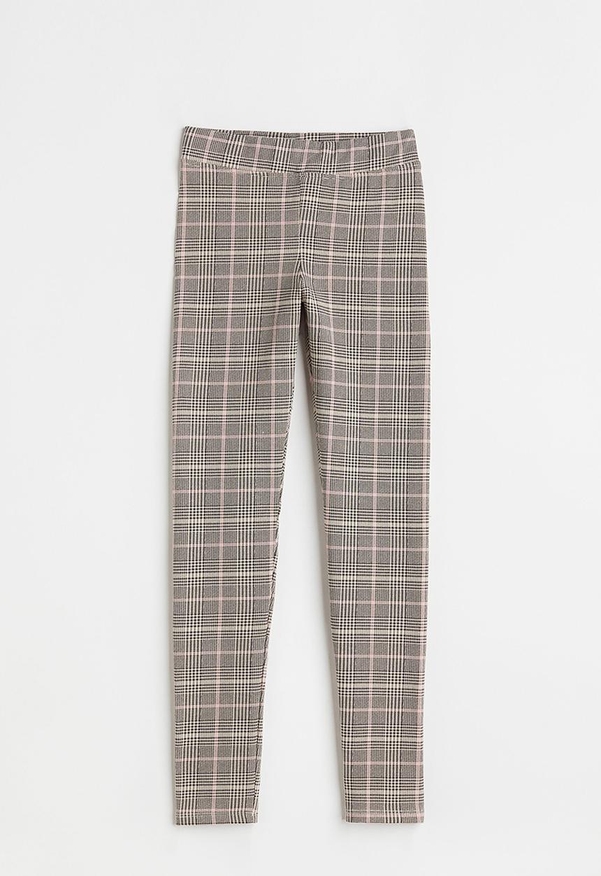 H&M - Leggings - light beige/checked