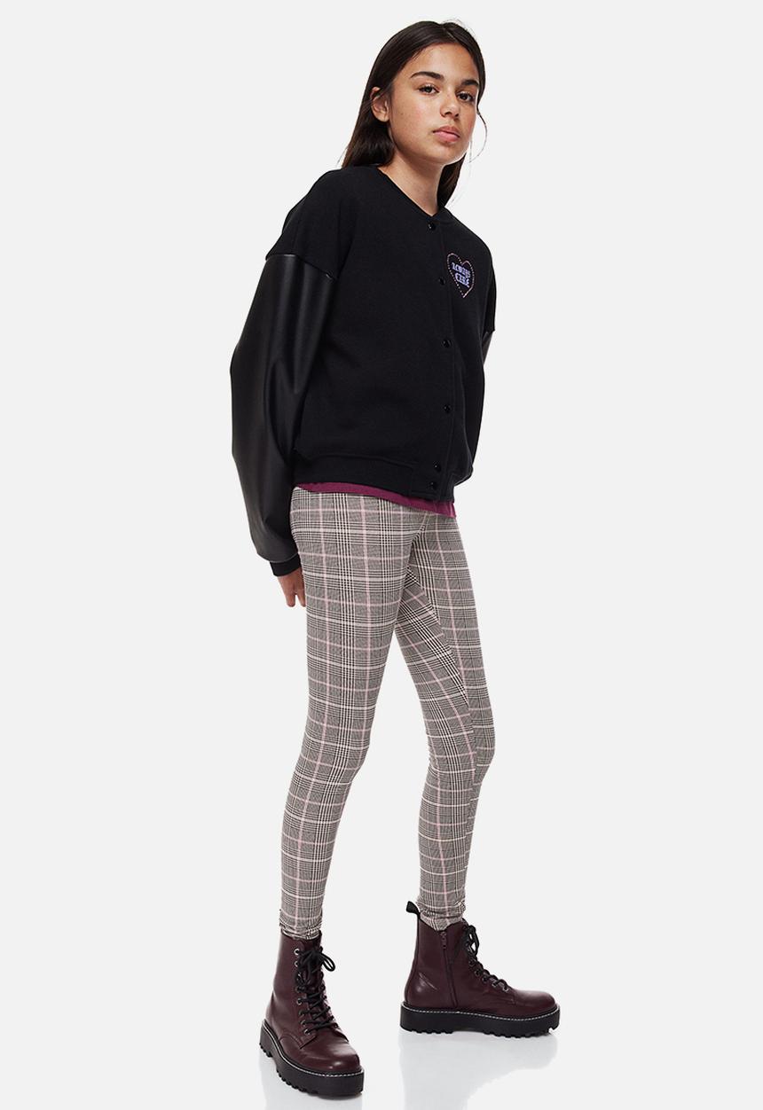 H&M - Leggings - light beige/checked