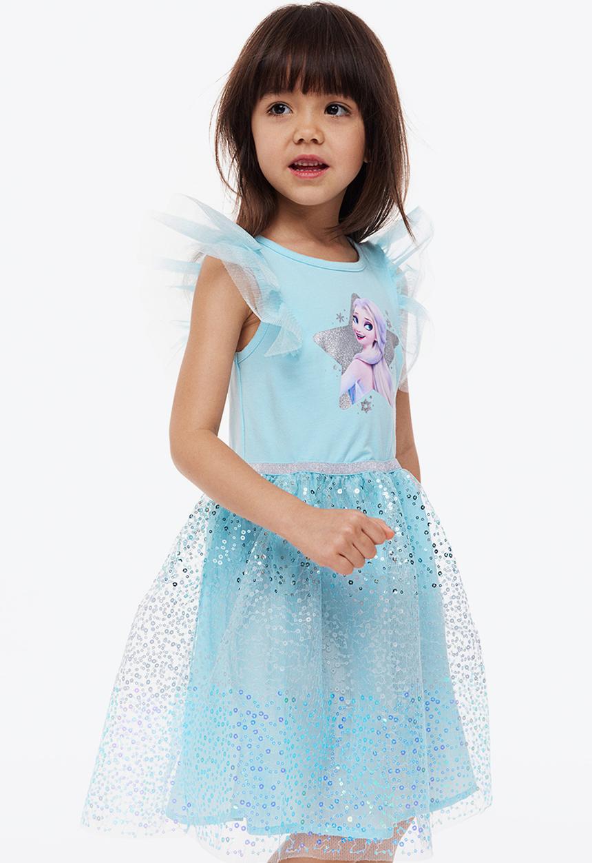 H&M - Printed tulle dress - light blue/frozen