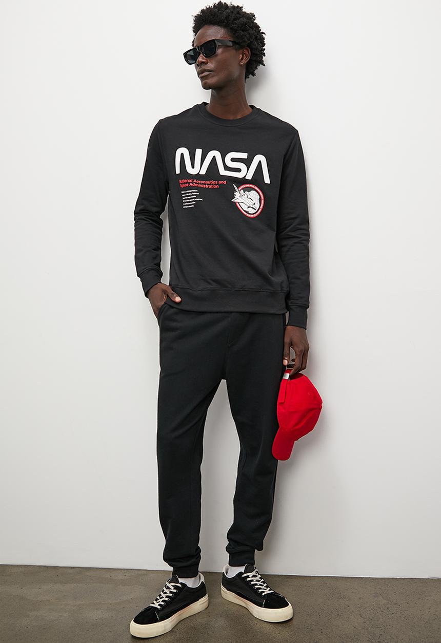 Superbalist - Brewer nasa crew sweat top - black