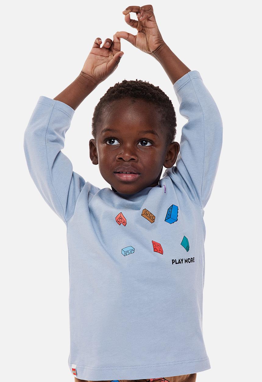 H&M - Long-sleeved printed top - light blue/lego® collection