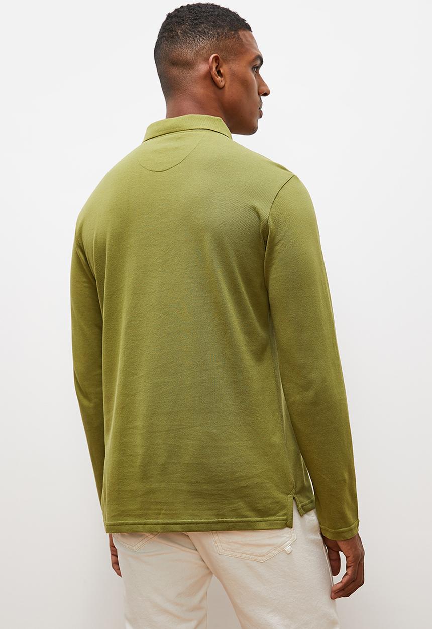 Lark & Crosse - Charl long sleeve golfer - khaki