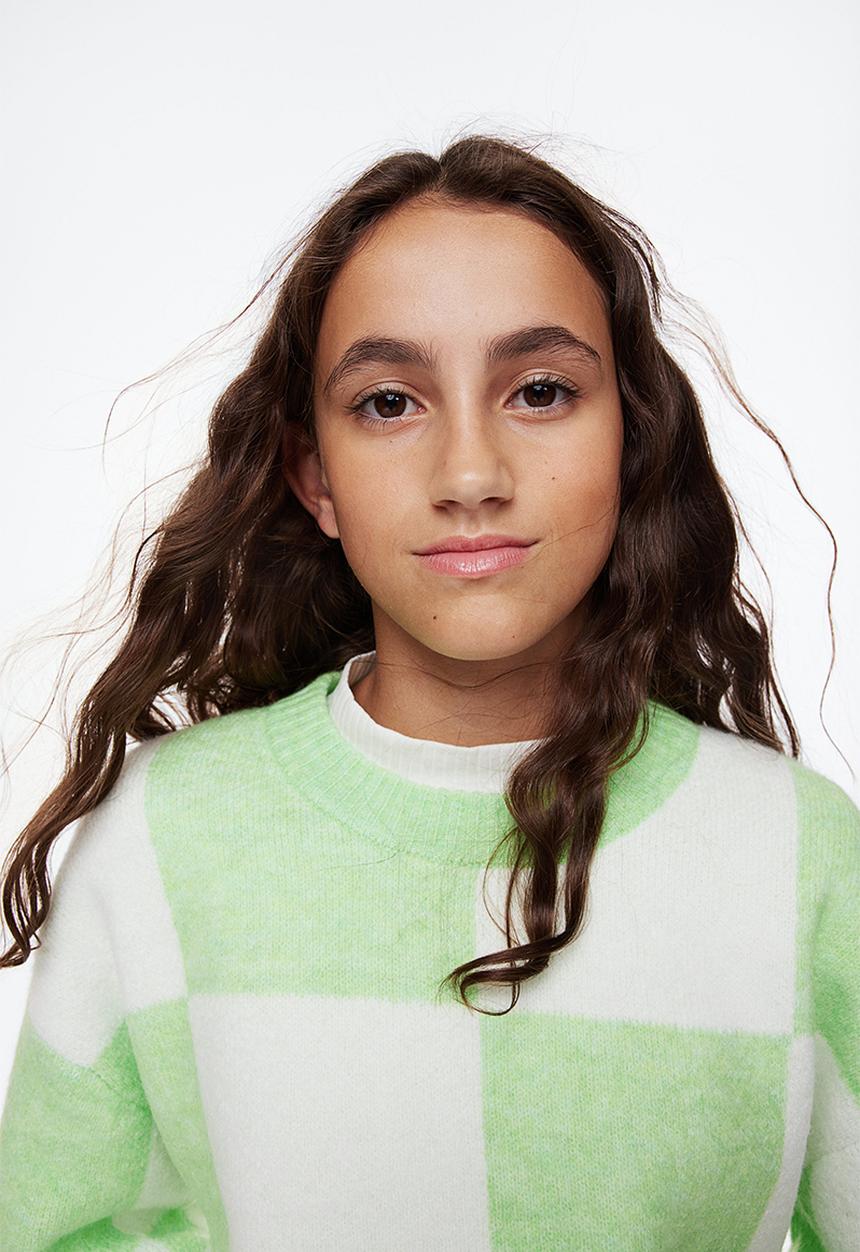 H&M - Jacquard-knit jumper - light green/checked