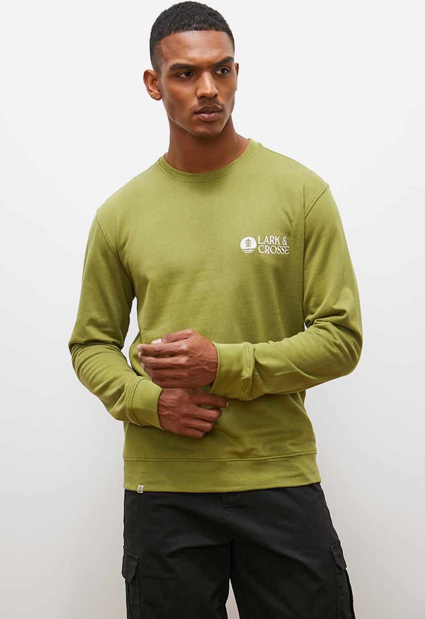 Lark & Crosse - Marco sueded crew neck sweat - khaki