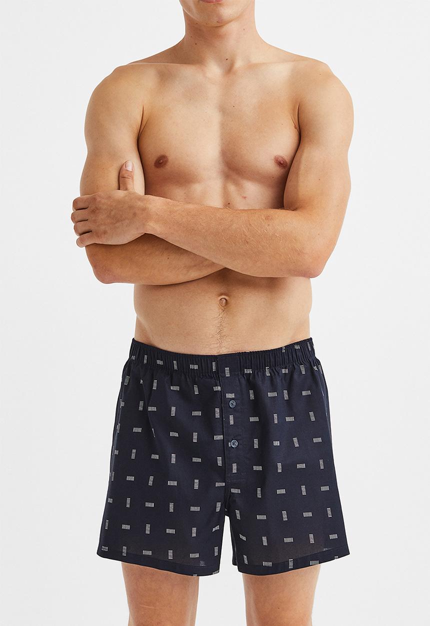 H&M - 3 Pack woven cotton boxer shorts - dark blue/constellations