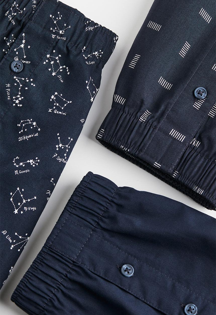H&M - 3 Pack woven cotton boxer shorts - dark blue/constellations