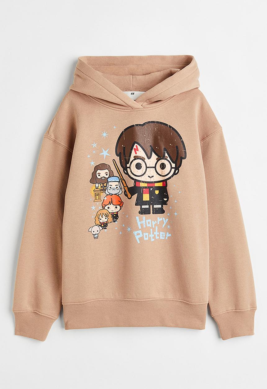 H&M - Oversized printed hoodie - beige/harry potter