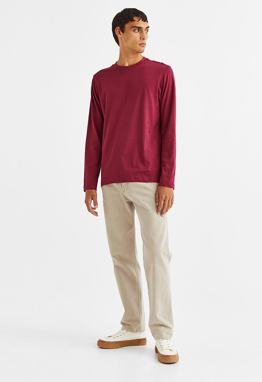 H&M - Regular fit jersey top - burgundy