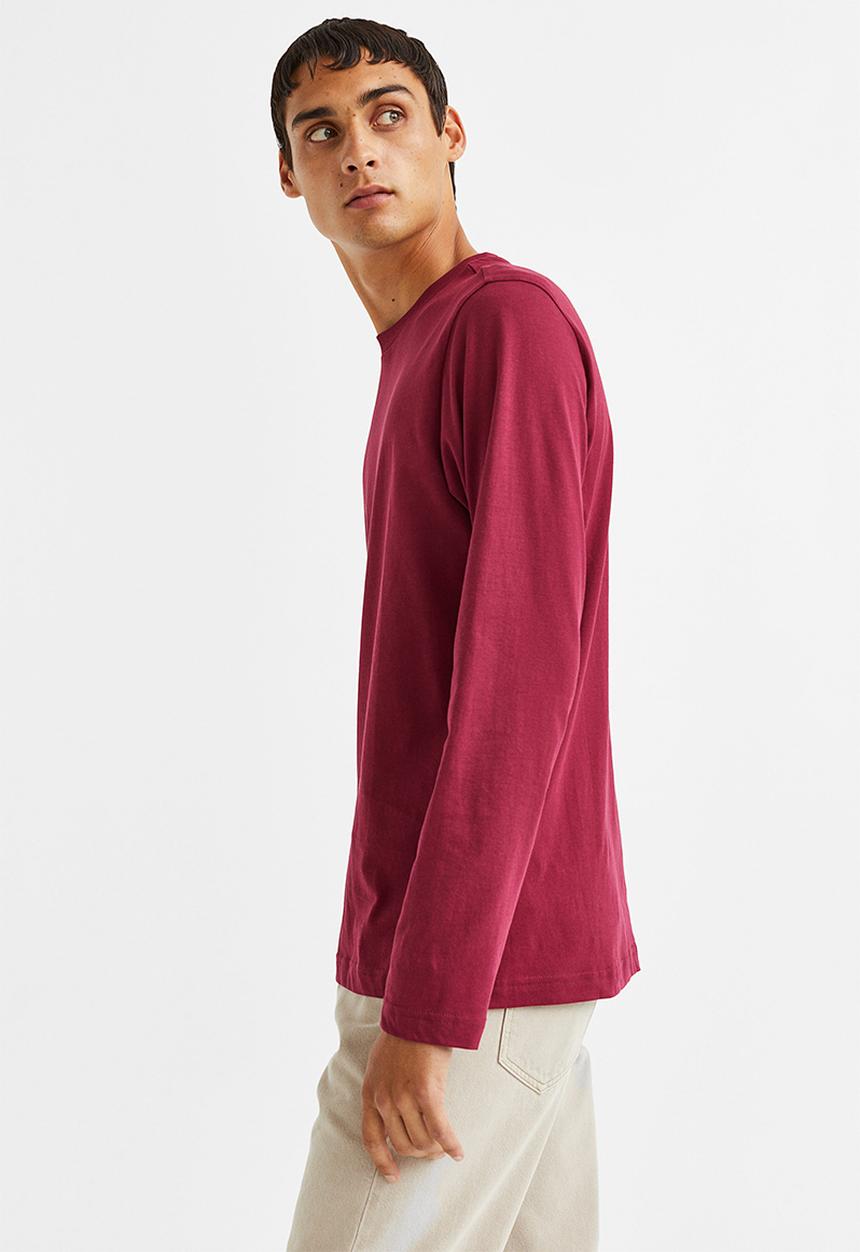 H&M - Regular fit jersey top - burgundy