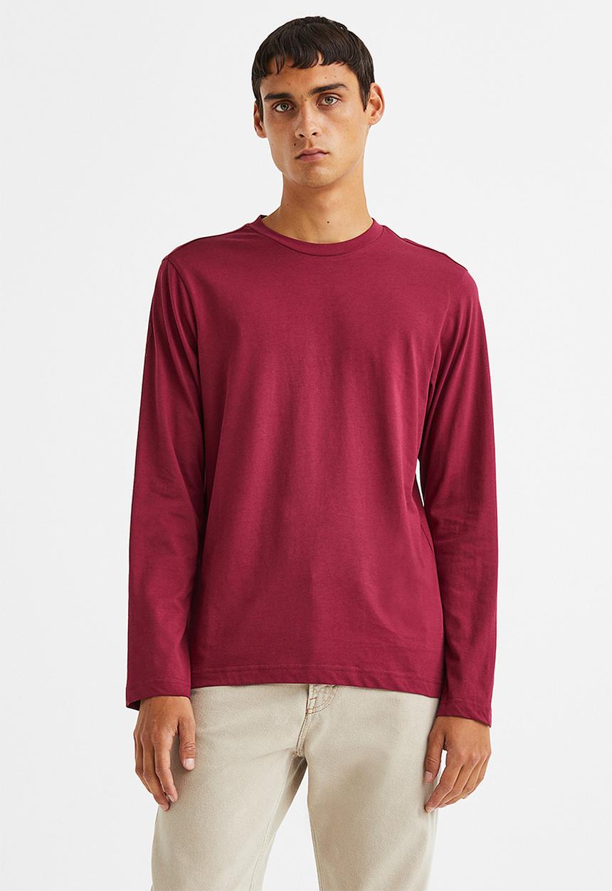 H&M - Regular fit jersey top - burgundy