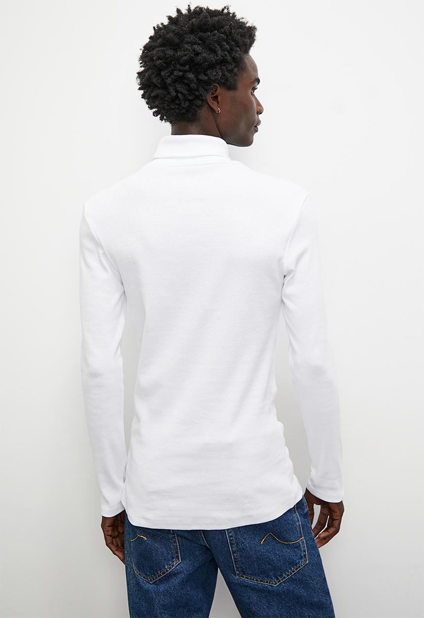 Superbalist - Sochi slim ribbed roll neck long sleeve tee - white