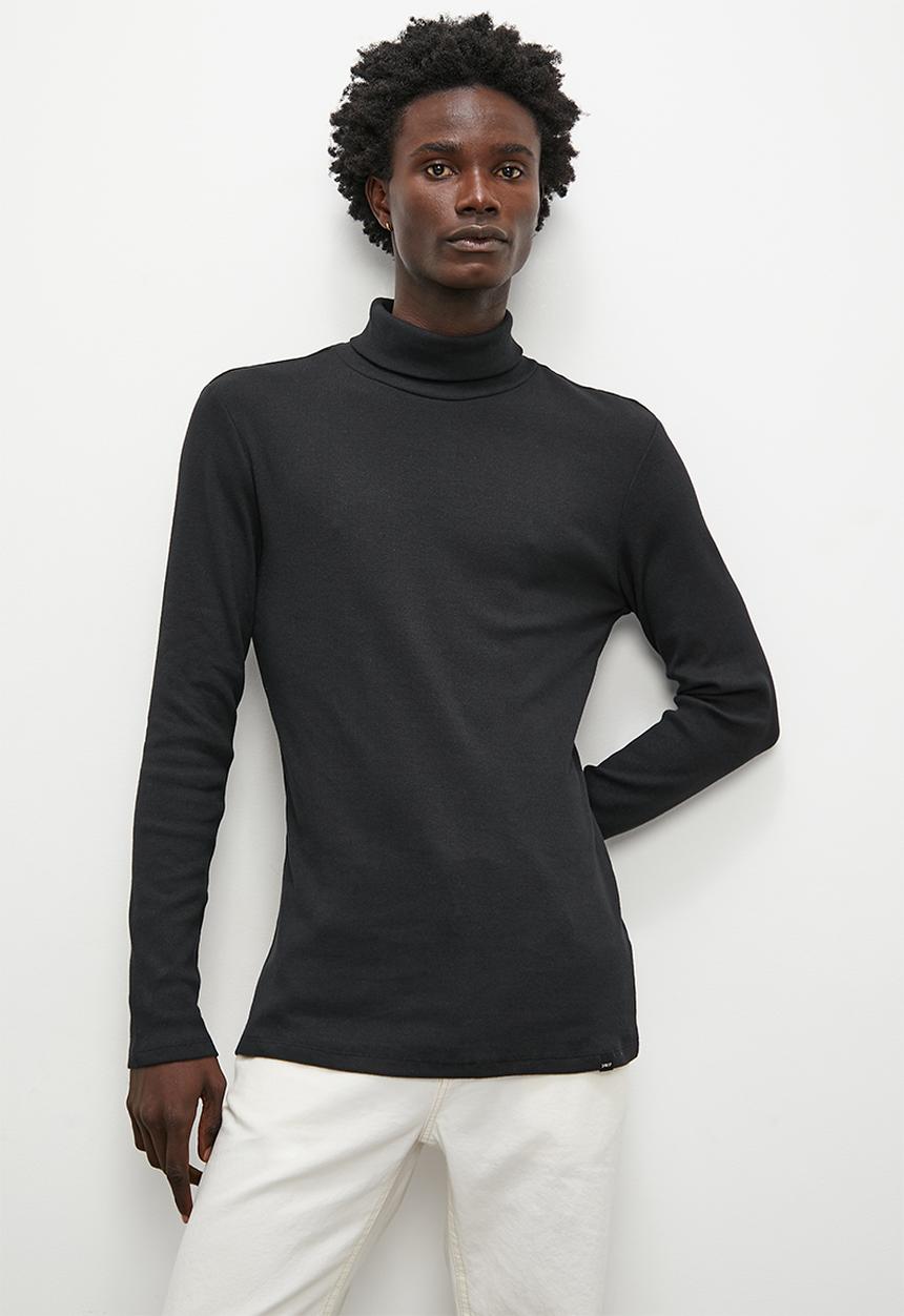Superbalist - Sochi slim ribbed roll neck long sleeve tee - black