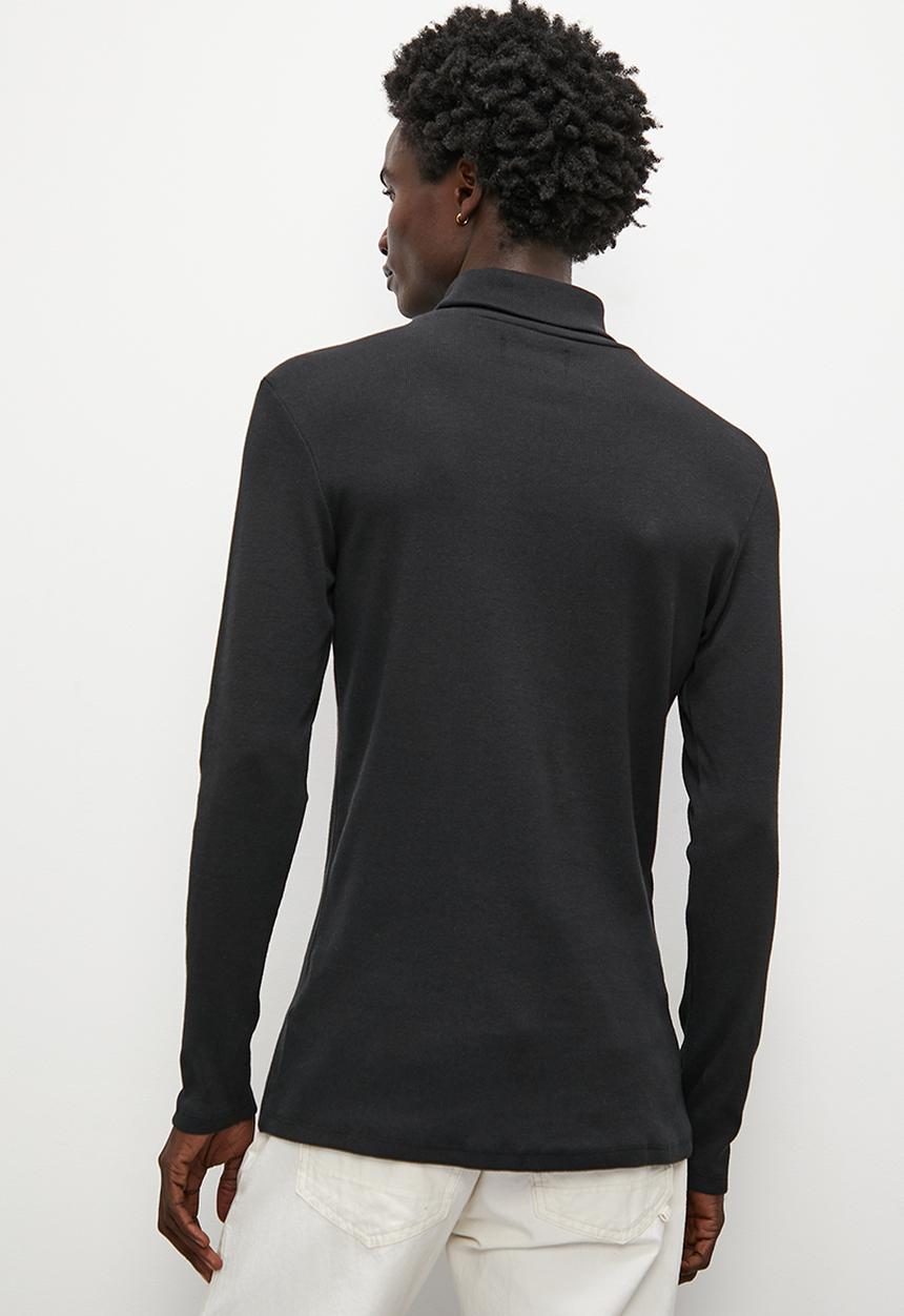 Superbalist - Sochi slim ribbed roll neck long sleeve tee - black