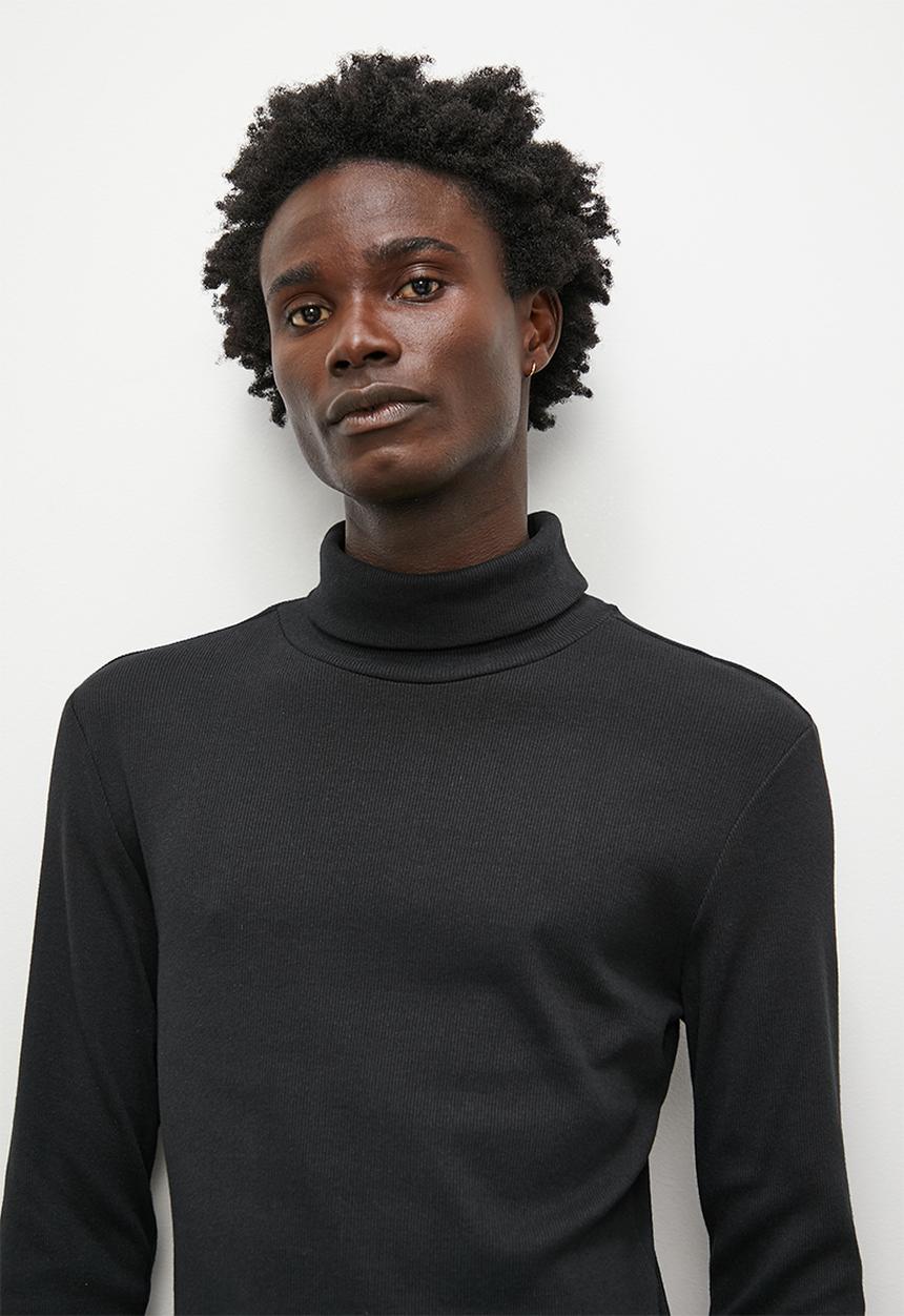 Superbalist - Sochi slim ribbed roll neck long sleeve tee - black