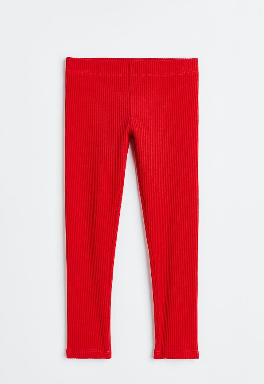 H&M - Ribbed cotton leggings - red