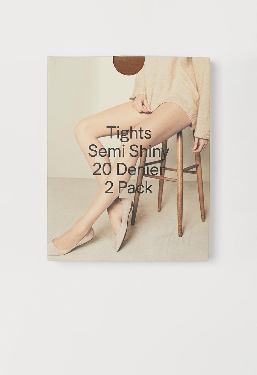 H&M - 2-Pack 20 denier tights - light brown