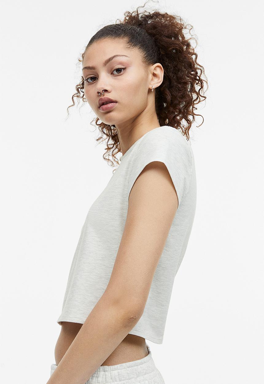 H&M - Cotton jersey T-shirt - light grey marl