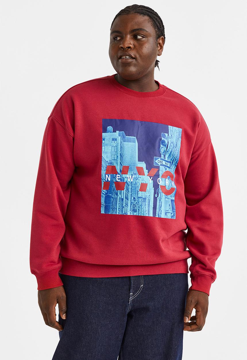 H&M - Oversized fit sweatshirt - red/new york