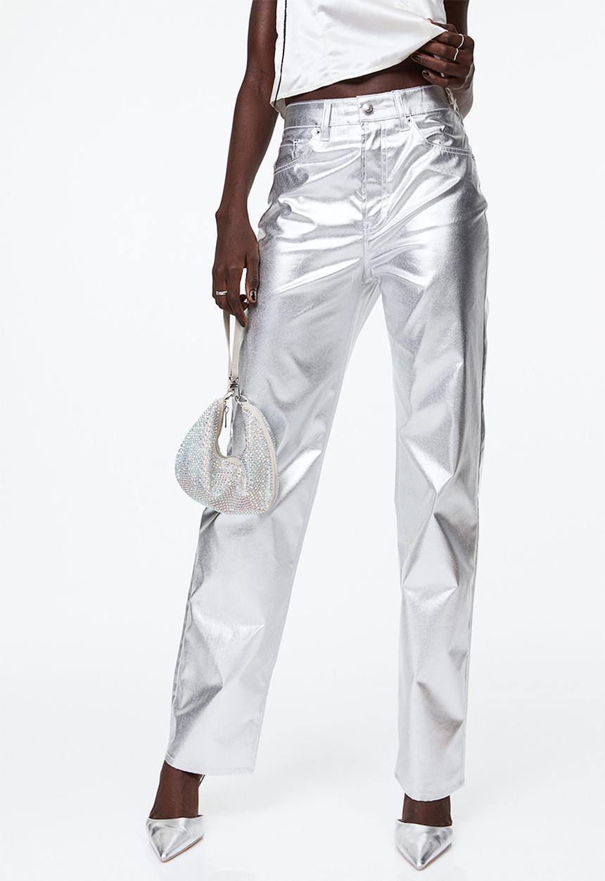 H&M - 90s straight trousers - silver-coloured