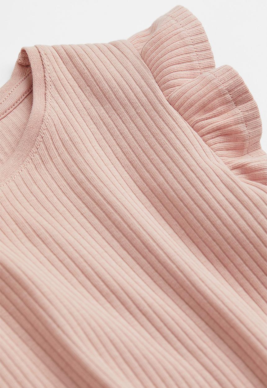 H&M - Flounce-trim ribbed vest top - light pink