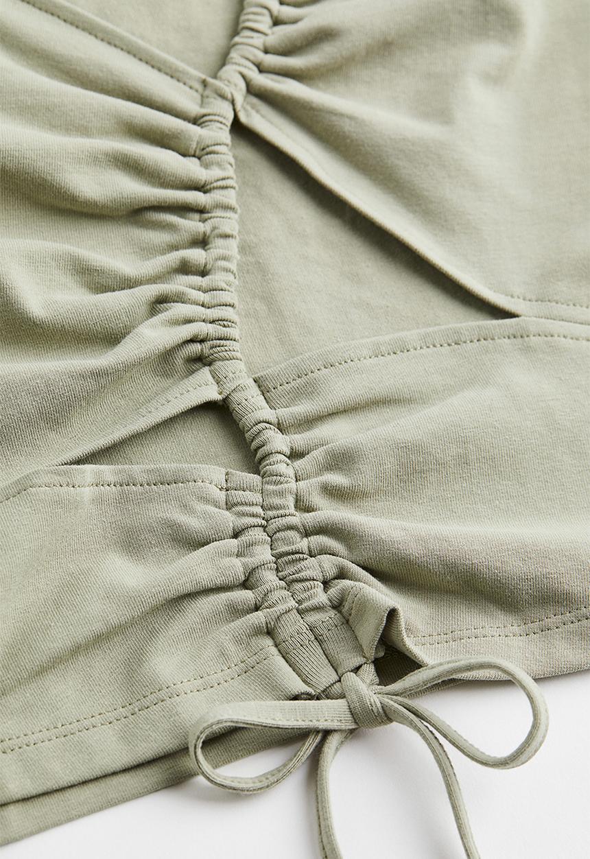 H&M - Cut-out top - light khaki green